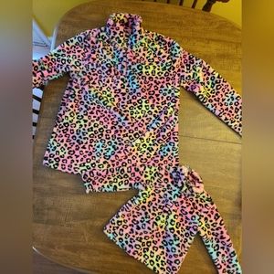 Woman and Child Matching Fuzzy Rainbow Pullovers